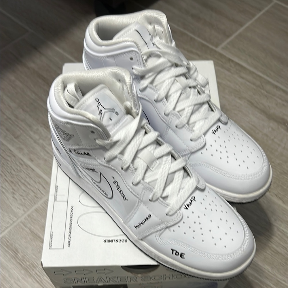 Jordan White High-Top Sneakers with Leather Upper
